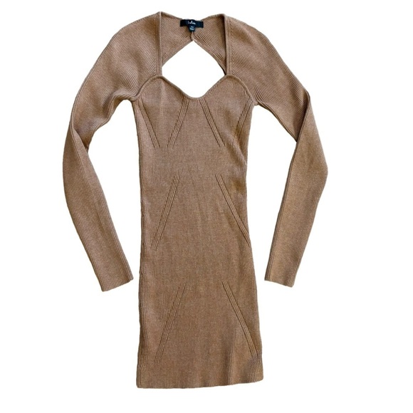 Lulu’s Toffee Brown Sweater Dress Women’s XS Ribbed Cutout Bodycon Autumn Fall - Picture 2 of 11